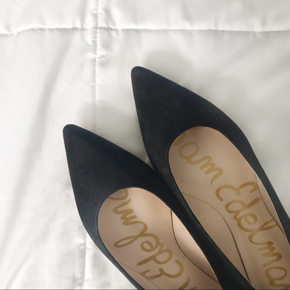 Sam Edelman Black Suede Pointed Toe Flats